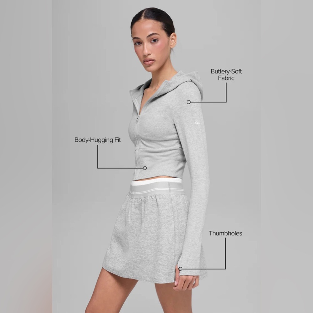 Alo Yoga Sway Full Zip Hoodie Athletic Heather Grey M - Picture 2 of 14